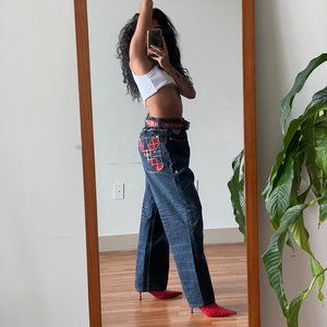 Vintage Coogie Men's Jeans with Tartan patchwork